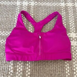 Athleta Ultimate Zip Front Bra A-C Hot Pink size M